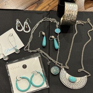 Silver and blue jewelry bundle